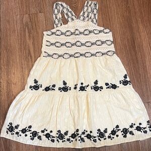 Zara Cream and Black Floral Kids Dress
